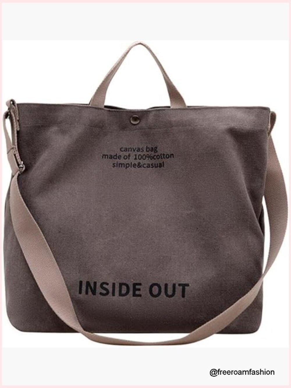 Large Canvas Tote Bag with Crossbody Strap, Fits 14-inch Laptop